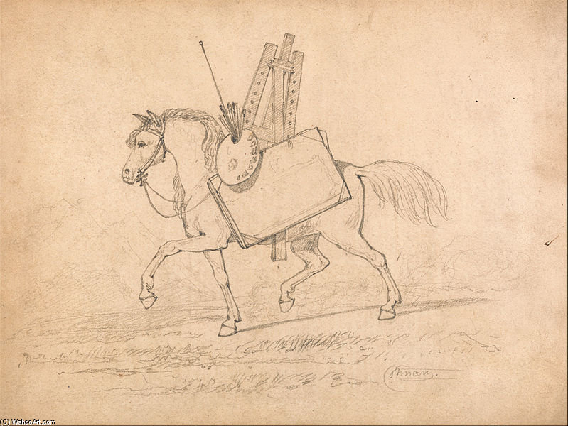 WikiOO.org - Encyclopedia of Fine Arts - Maalaus, taideteos John Sell Cotman - Horse Loaded with Artist’s Paraphernalia