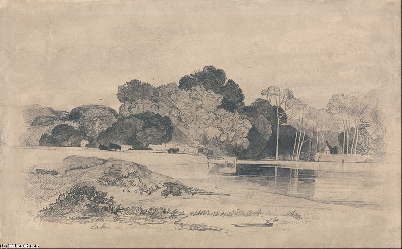 Wikioo.org - The Encyclopedia of Fine Arts - Painting, Artwork by John Sell Cotman - Lake At Trentham, Staffordshire