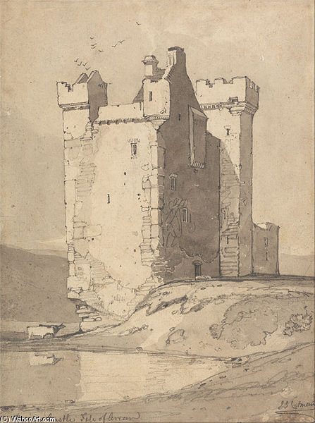 Wikioo.org - Encyklopedia Sztuk Pięknych - Malarstwo, Grafika John Sell Cotman - Loch Ranza Castle, Isle Of Arran, Scotland