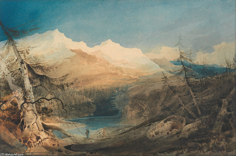 WikiOO.org - Encyclopedia of Fine Arts - Maleri, Artwork John Sell Cotman - Mountainous Landscape, North Wales