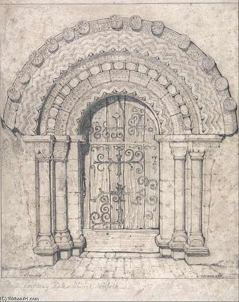 WikiOO.org - Enciclopedia of Fine Arts - Pictura, lucrări de artă John Sell Cotman - North Doorway Of Hales Church, Norfolk