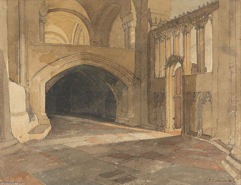Wikioo.org - The Encyclopedia of Fine Arts - Painting, Artwork by John Sell Cotman - Norwich Cathedral- Entrance To Jesus Chapel