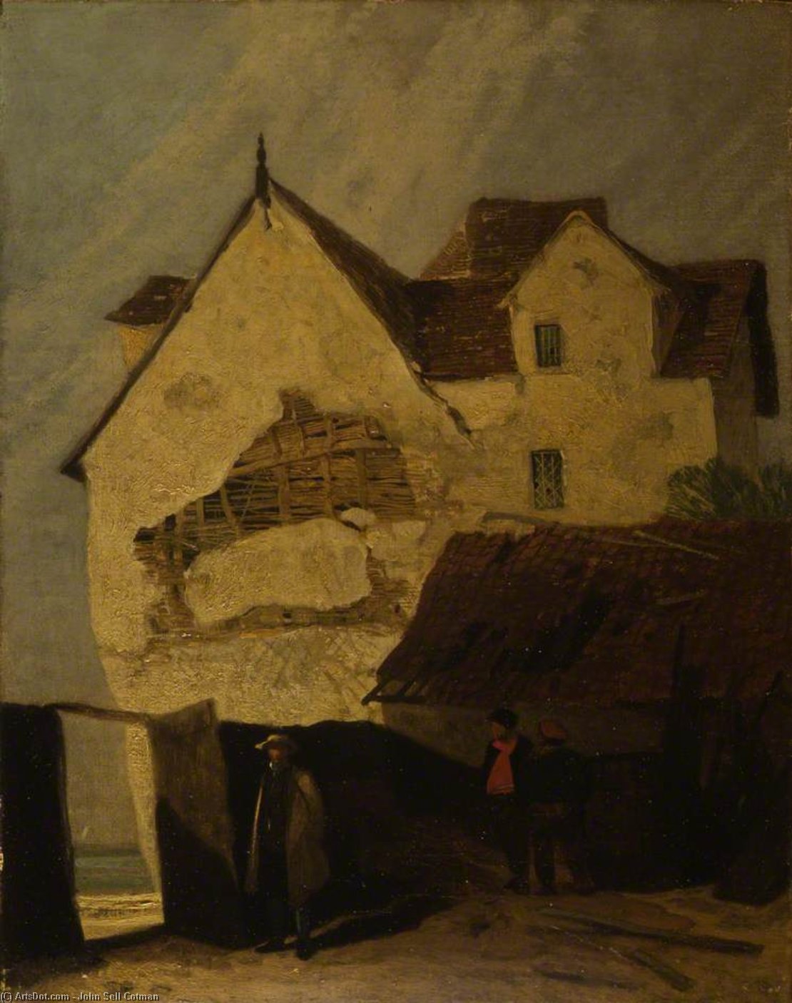 Wikioo.org - The Encyclopedia of Fine Arts - Painting, Artwork by John Sell Cotman - Old Houses At Gorleston, Norfolk