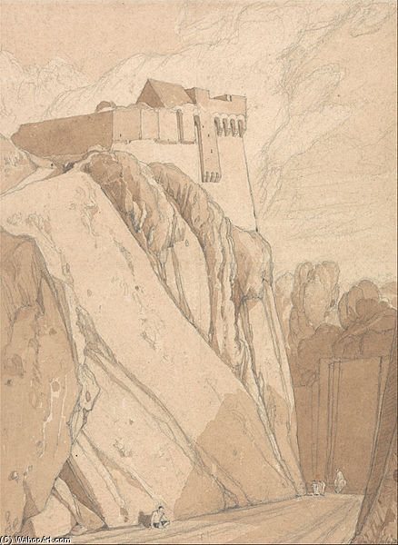 Wikioo.org – La Enciclopedia de las Bellas Artes - Pintura, Obras de arte de John Sell Cotman - Parte de las fortificaciones viejos en Saint Lo, Normandía