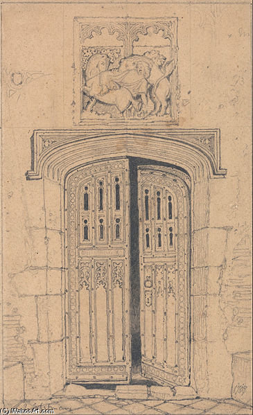 WikiOO.org - Encyclopedia of Fine Arts - Maalaus, taideteos John Sell Cotman - South Door, Arminghall Hall, Norfolk