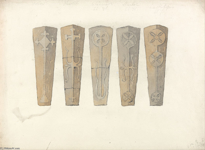 WikiOO.org - Enciklopedija dailės - Tapyba, meno kuriniai John Sell Cotman - Studies Of Five Coffin Lids