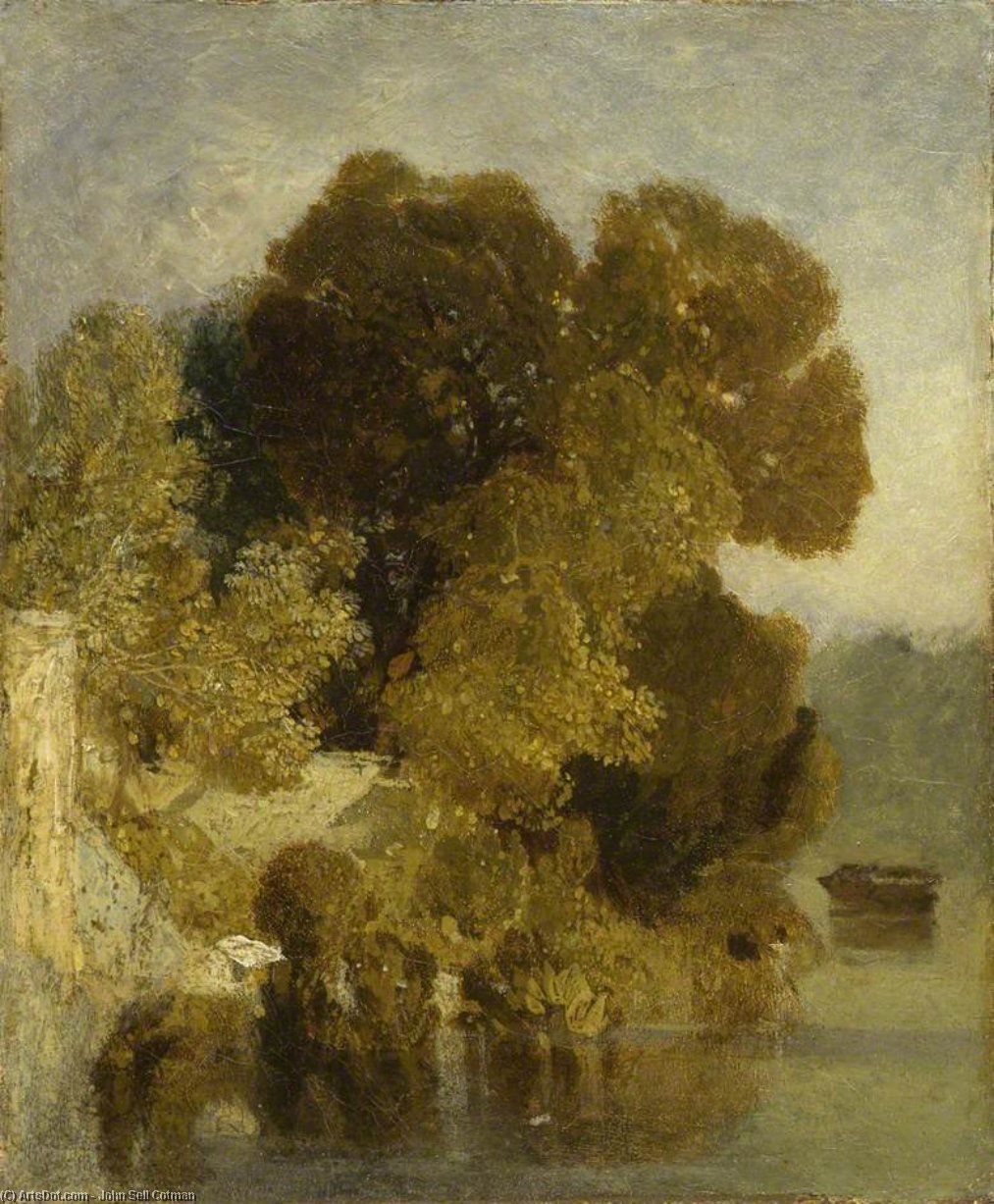 WikiOO.org - Encyclopedia of Fine Arts - Maalaus, taideteos John Sell Cotman - The Silent Stream, Normandy, France