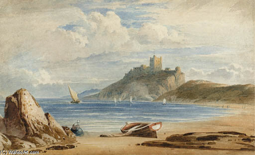 WikiOO.org - Εγκυκλοπαίδεια Καλών Τεχνών - Ζωγραφική, έργα τέχνης John Varley I (The Older) - Bamburgh Castle, Northumberland