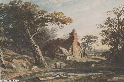 WikiOO.org - Енциклопедія образотворчого мистецтва - Живопис, Картини
 John Varley I (The Older) - Figures By A Cottage