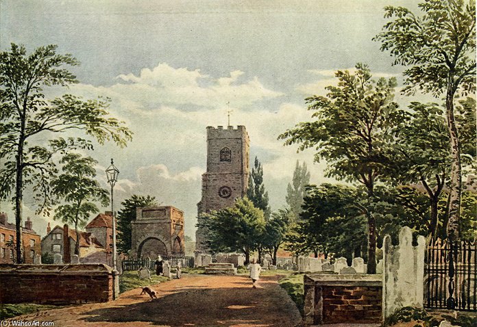 WikiOO.org - אנציקלופדיה לאמנויות יפות - ציור, יצירות אמנות John Varley I (The Older) - Hackney Church