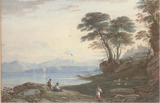 WikiOO.org - Encyclopedia of Fine Arts - Malba, Artwork John Varley I (The Older) - Harlech Castle, With Snowdon In The Distance
