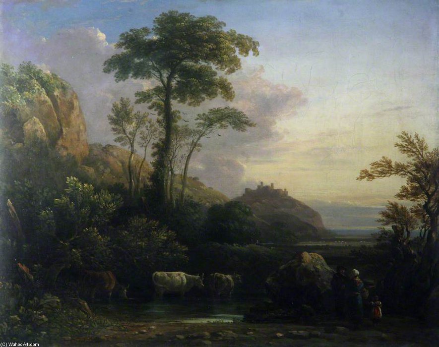 WikiOO.org - אנציקלופדיה לאמנויות יפות - ציור, יצירות אמנות John Varley I (The Older) - Harlech Castle