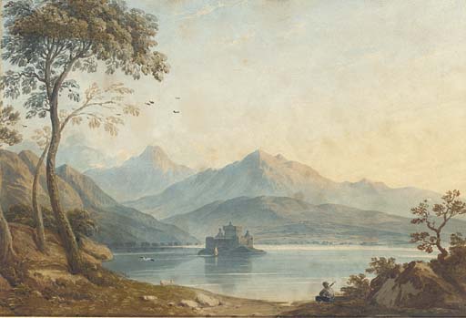Wikoo.org - موسوعة الفنون الجميلة - اللوحة، العمل الفني John Varley I (The Older) - Kilchurn Castle, Loch Awe
