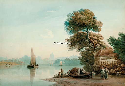 WikiOO.org - Encyclopedia of Fine Arts - Malba, Artwork John Varley I (The Older) - On The Thames At Twickenham