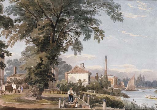 Wikioo.org - The Encyclopedia of Fine Arts - Painting, Artwork by John Varley I (The Older) - On The Thames, Possibly At Hammersmith