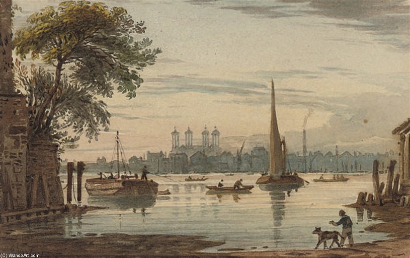 Wikioo.org - The Encyclopedia of Fine Arts - Painting, Artwork by John Varley I (The Older) - The Thames