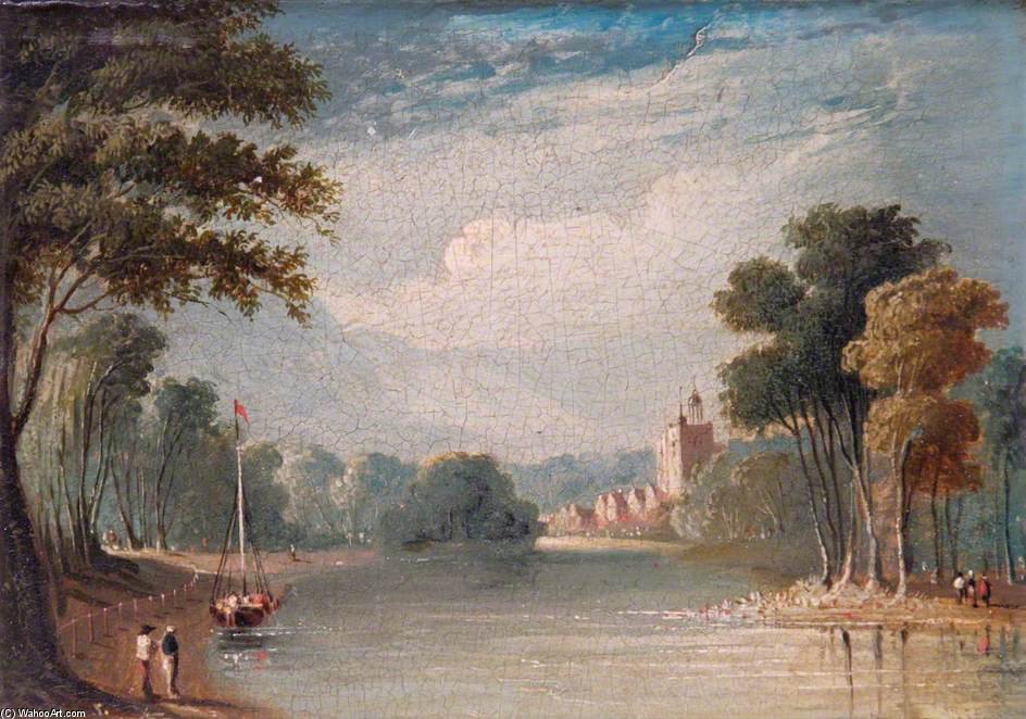 Wikioo.org - The Encyclopedia of Fine Arts - Painting, Artwork by John Varley I (The Older) - Twickenham Church, Middlesex
