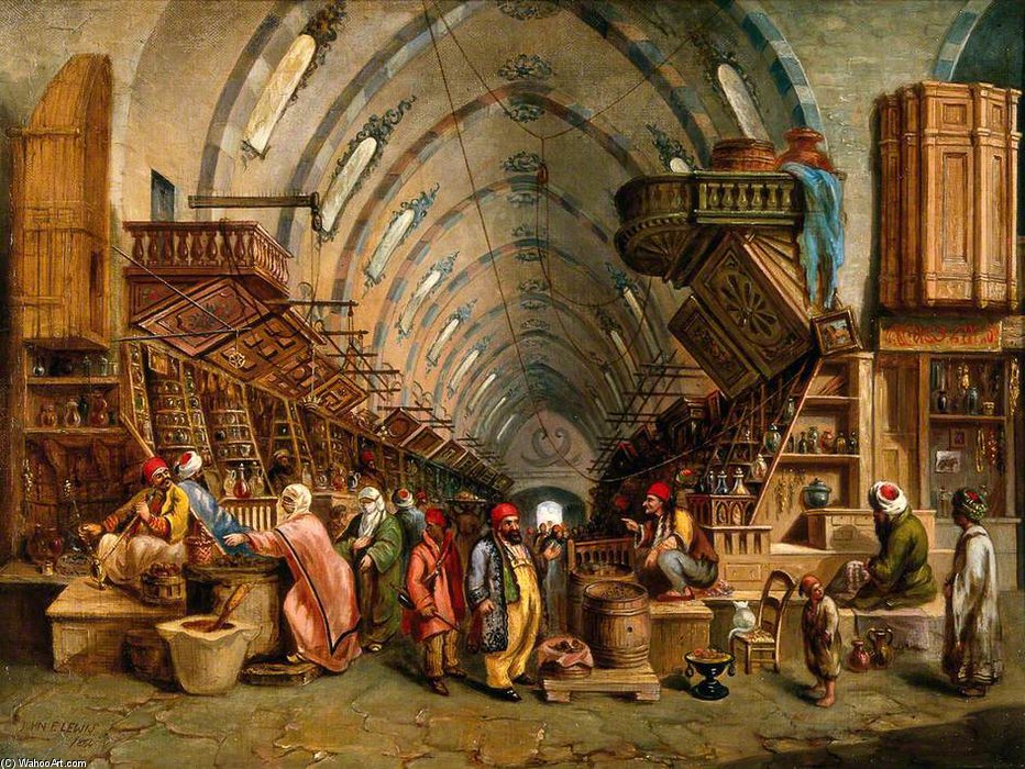 Wikioo.org - The Encyclopedia of Fine Arts - Painting, Artwork by John Varley Ii (The Younger) - A Bazaar