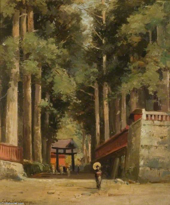 Wikioo.org - The Encyclopedia of Fine Arts - Painting, Artwork by John Varley Ii (The Younger) - Avenue Of Cryptomeria Leading To The Temple Of Fiaharajinshu, Nikko, Japan