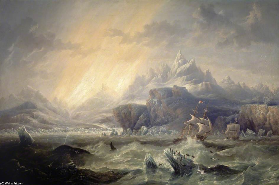 Wikioo.org - The Encyclopedia of Fine Arts - Painting, Artwork by John Wilson Carmichael - 'erebus' And 'terror' In The Antarctic