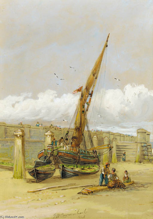Wikoo.org - موسوعة الفنون الجميلة - اللوحة، العمل الفني John Wilson Carmichael - A Beached Ship