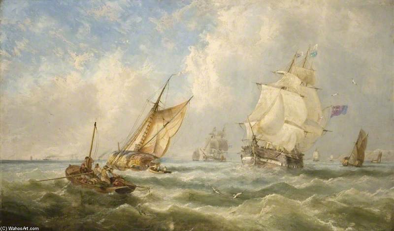 Wikioo.org - The Encyclopedia of Fine Arts - Painting, Artwork by John Wilson Carmichael - A Breezy Evening Off The Mouth Of The Mersey