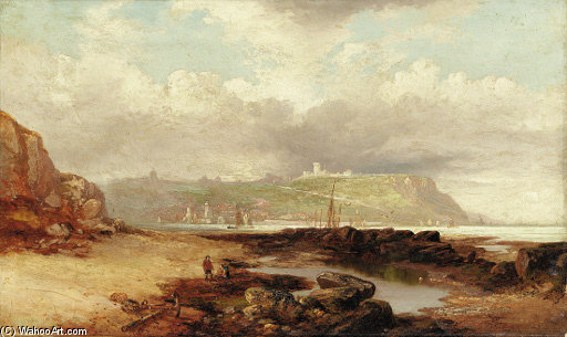 Wikioo.org – La Enciclopedia de las Bellas Artes - Pintura, Obras de arte de John Wilson Carmichael - Una vista del castillo de Dover del puerto