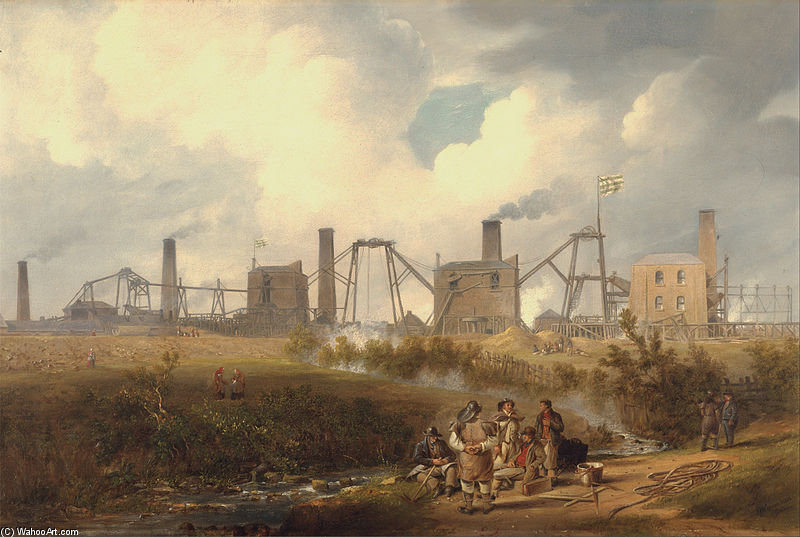 Wikioo.org - The Encyclopedia of Fine Arts - Painting, Artwork by John Wilson Carmichael - A View Of Murton Colliery Near Seaham, County Durham