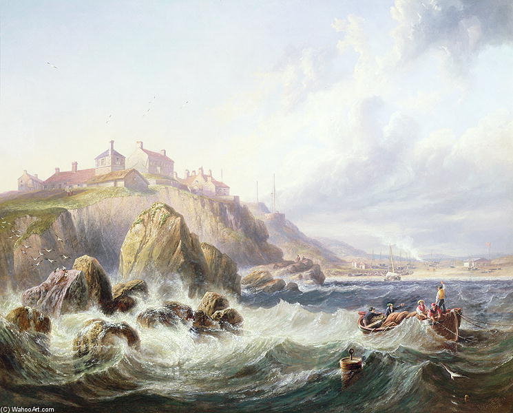 Wikioo.org - The Encyclopedia of Fine Arts - Painting, Artwork by John Wilson Carmichael - Fishing Boats Off Scotland