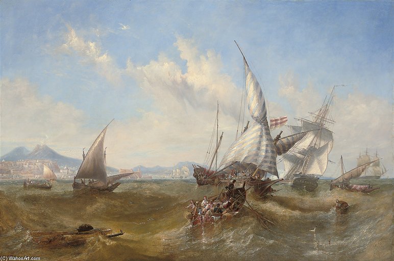 WikiOO.org - Encyclopedia of Fine Arts - Maalaus, taideteos John Wilson Carmichael - In The Bay Of Naples