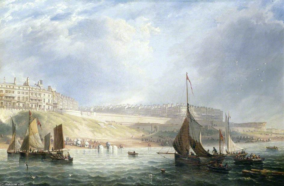 Wikioo.org - The Encyclopedia of Fine Arts - Painting, Artwork by John Wilson Carmichael - Kemp Town, Brighton, East Sussex, From The Sea