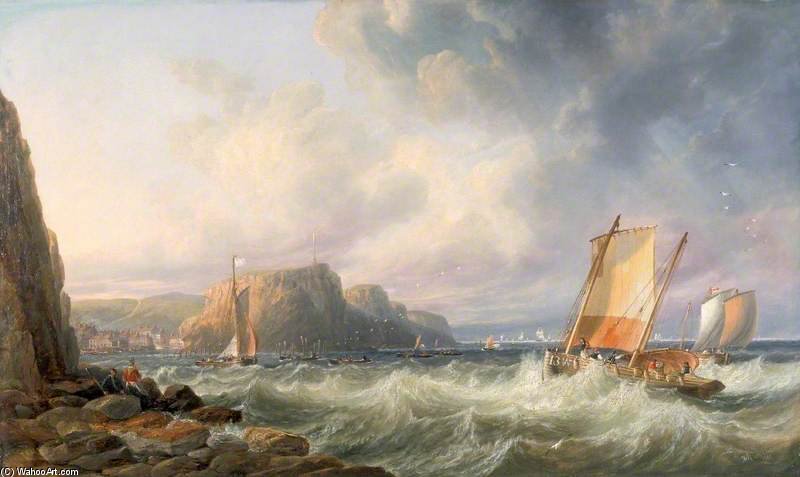 Wikioo.org - The Encyclopedia of Fine Arts - Painting, Artwork by John Wilson Carmichael - Off The Yorkshire Coast, Staithes