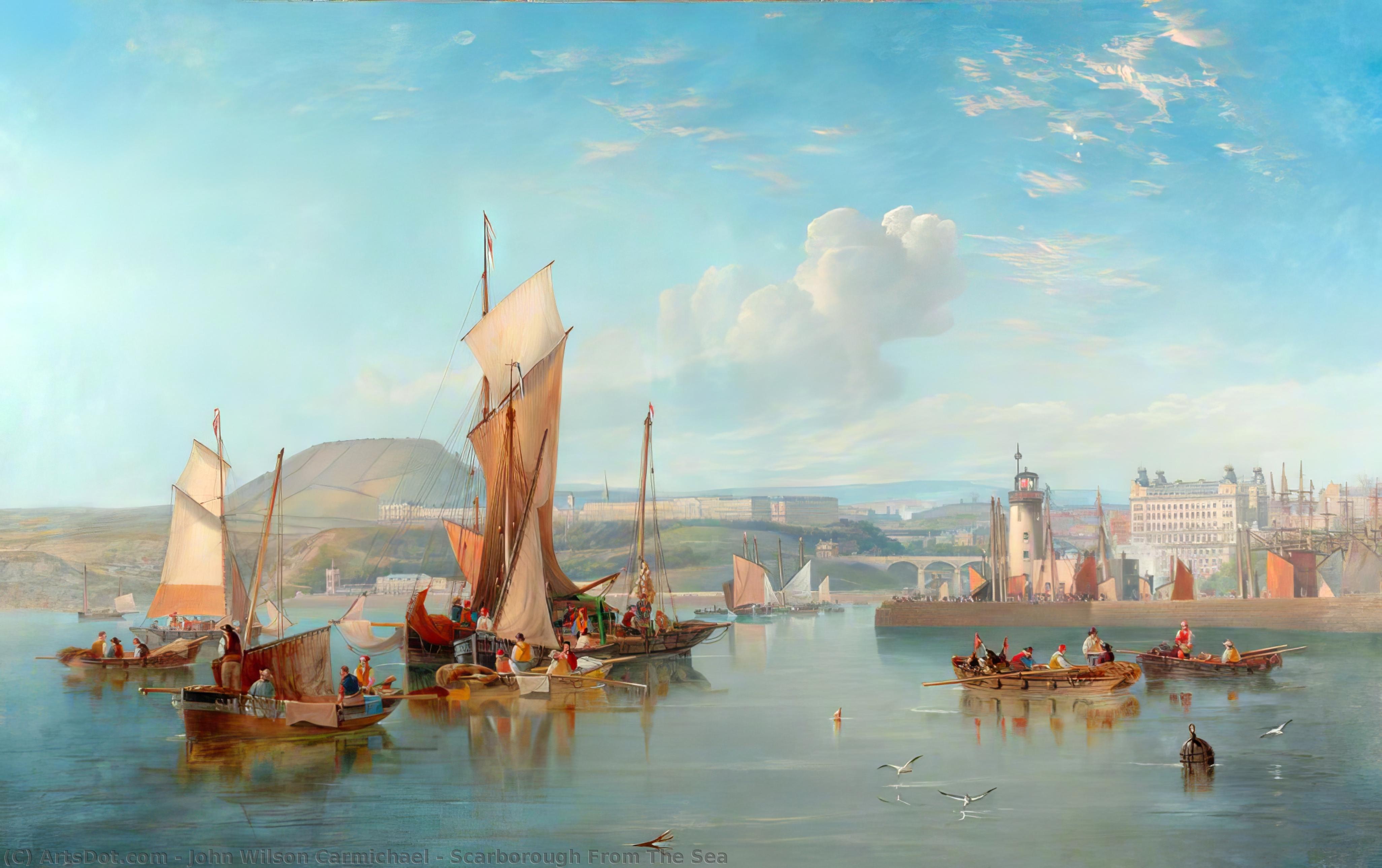 WikiOO.org - Encyclopedia of Fine Arts - Maalaus, taideteos John Wilson Carmichael - Scarborough From The Sea