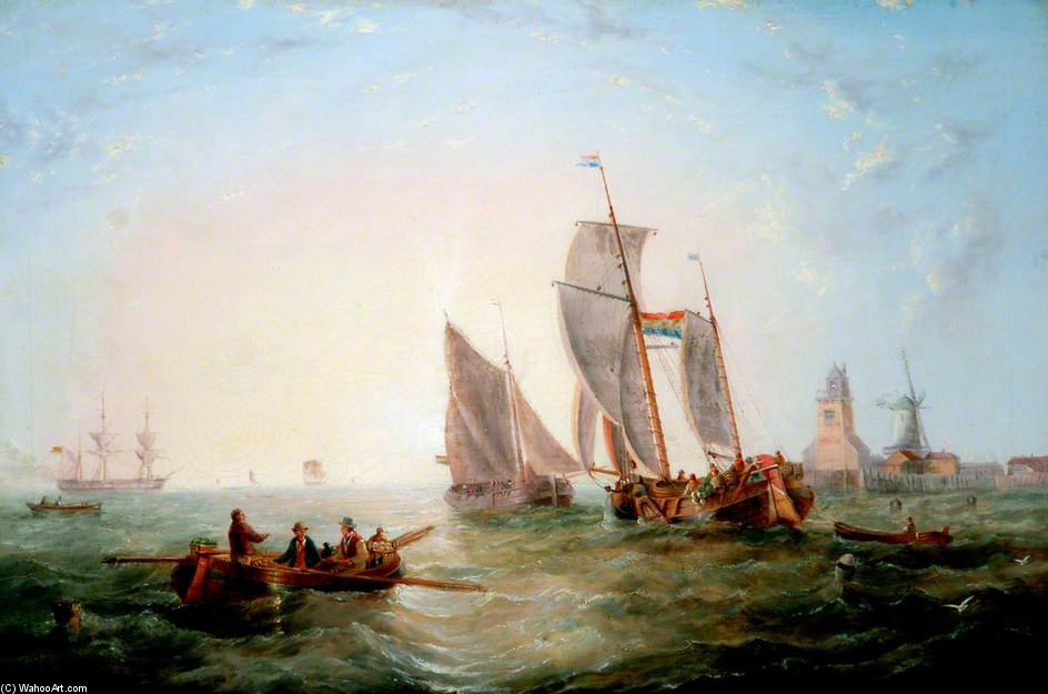 Wikioo.org - สารานุกรมวิจิตรศิลป์ - จิตรกรรม John Wilson Carmichael - Sea And Shipping