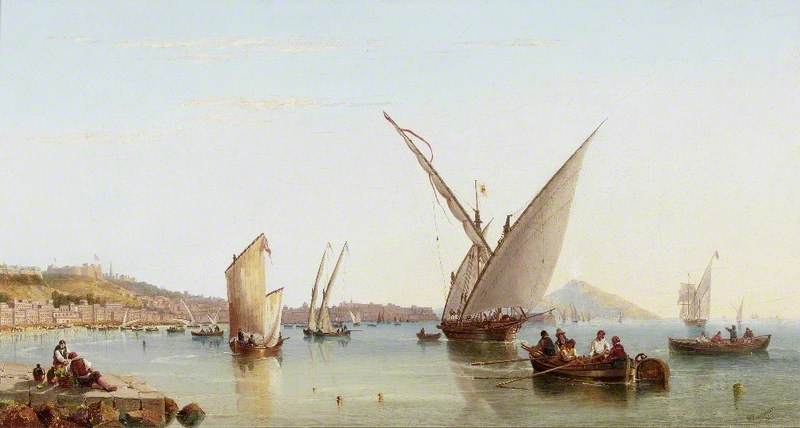 Wikioo.org - The Encyclopedia of Fine Arts - Painting, Artwork by John Wilson Carmichael - Shipping In The Bay Of Naples