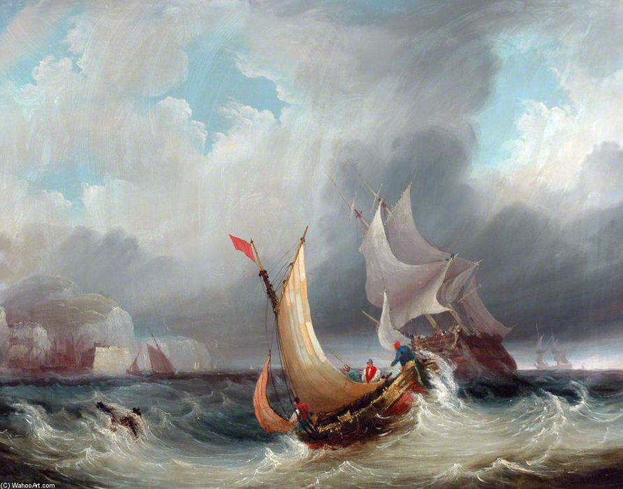 WikiOO.org - دایره المعارف هنرهای زیبا - نقاشی، آثار هنری John Wilson Carmichael - Shipping Offshore In A Stormy Sea