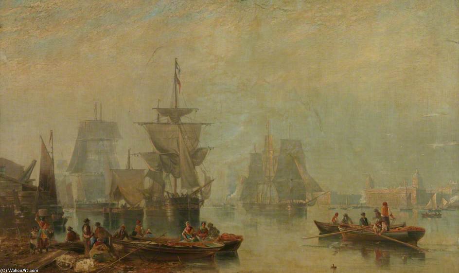 WikiOO.org - Encyclopedia of Fine Arts - Malba, Artwork John Wilson Carmichael - Shipping On The Thames