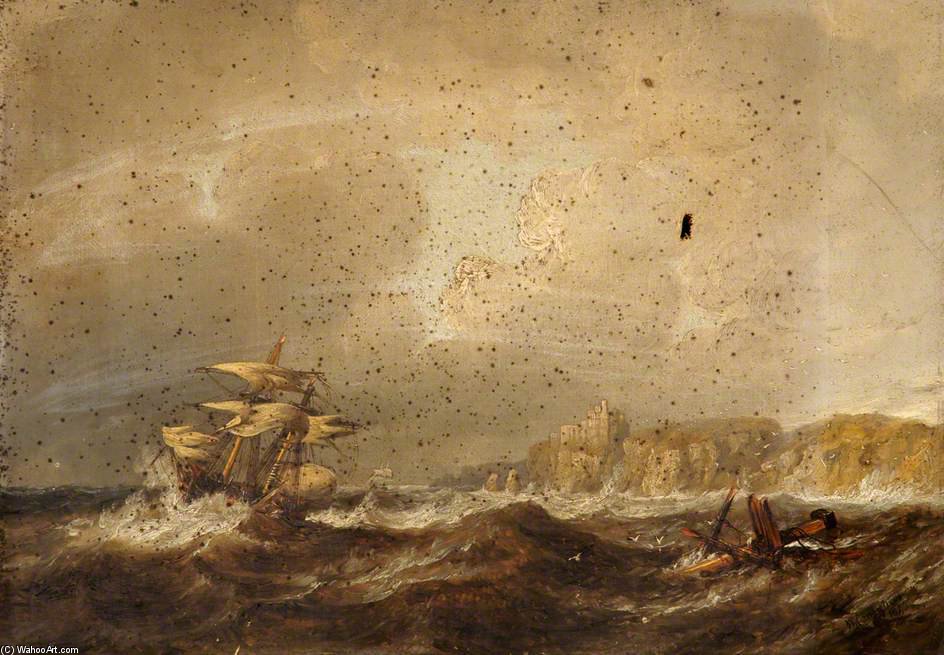 WikiOO.org - אנציקלופדיה לאמנויות יפות - ציור, יצירות אמנות John Wilson Carmichael - Shipwreck In A Storm