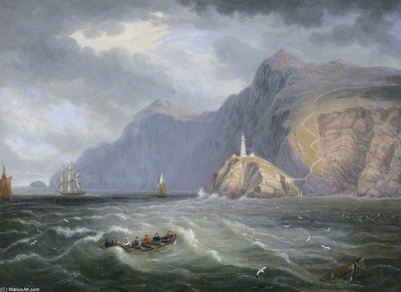 WikiOO.org - אנציקלופדיה לאמנויות יפות - ציור, יצירות אמנות John Wilson Carmichael - South Stack Rock, Holyhead