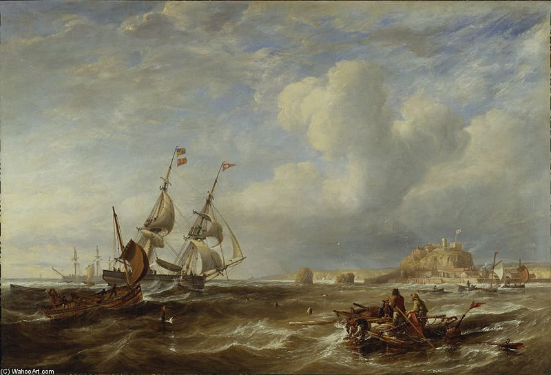 Wikioo.org - The Encyclopedia of Fine Arts - Painting, Artwork by John Wilson Carmichael - The 78-ton Brigantine 'the Advocate' Off St. Helier, Jersey