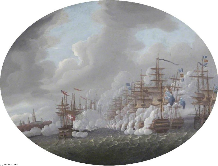 Wikioo.org - The Encyclopedia of Fine Arts - Painting, Artwork by John Wilson Carmichael - The Battle Of Copenhagen