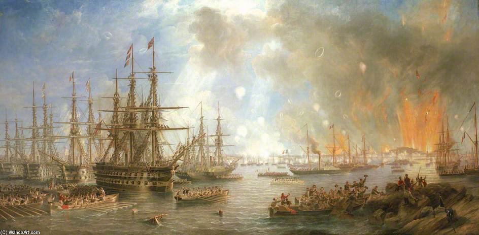 Wikioo.org - The Encyclopedia of Fine Arts - Painting, Artwork by John Wilson Carmichael - The Bombardment Of Sveaborg