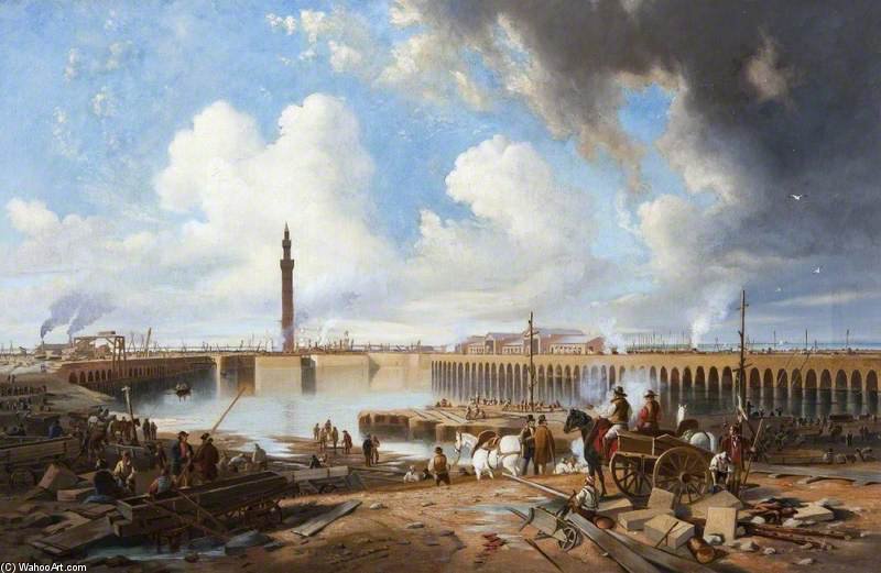 WikiOO.org - Enciklopedija dailės - Tapyba, meno kuriniai John Wilson Carmichael - The Construction Of The Royal Dock, Grimsby, Lincolnshire