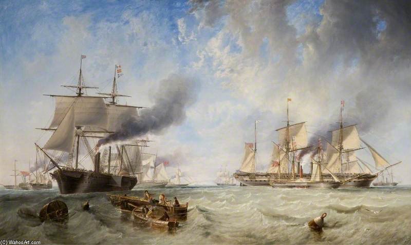Wikioo.org - The Encyclopedia of Fine Arts - Painting, Artwork by John Wilson Carmichael - The Naval Review, Spithead