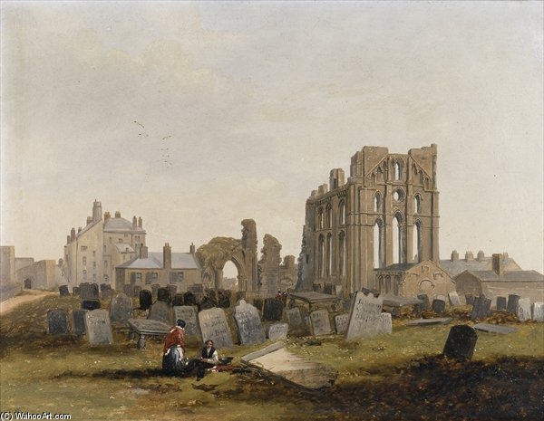 Wikioo.org - The Encyclopedia of Fine Arts - Painting, Artwork by John Wilson Carmichael - Tynemouth Priory From The East -