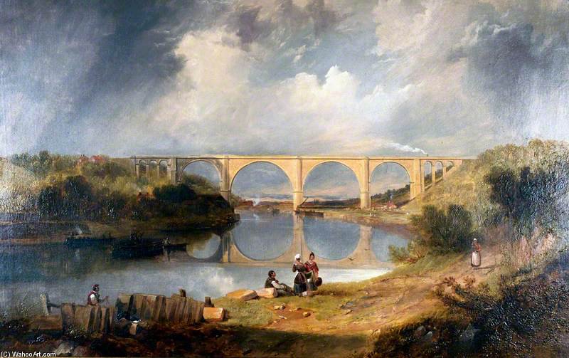WikiOO.org - Enciklopedija dailės - Tapyba, meno kuriniai John Wilson Carmichael - Victoria Bridge Over The River Wear
