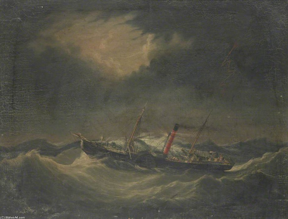 WikiOO.org - Güzel Sanatlar Ansiklopedisi - Resim, Resimler Joseph Heard - Ship 'earl Of Lonsdale' In A Storm Off Whitehaven