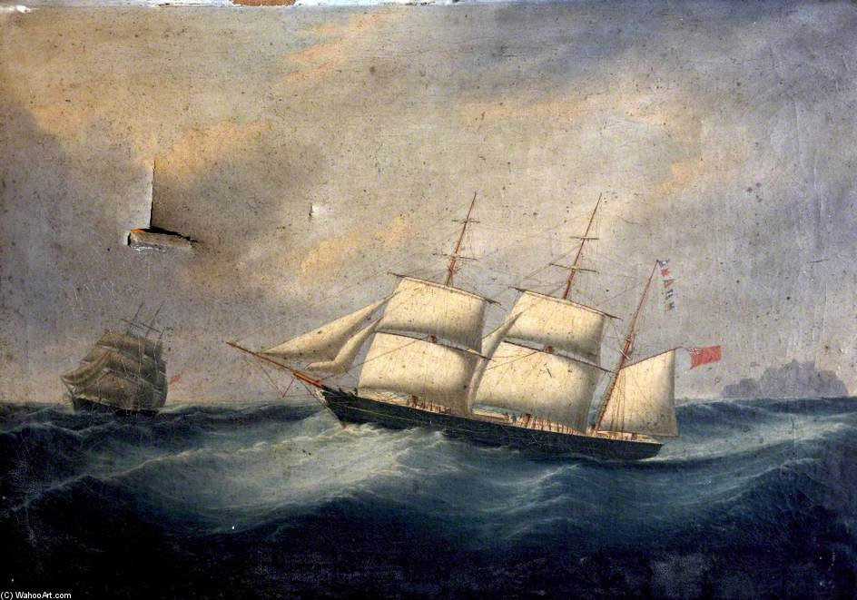WikiOO.org - Enciclopédia das Belas Artes - Pintura, Arte por Joseph Heard - The Barque 'hugenot' In A Gale