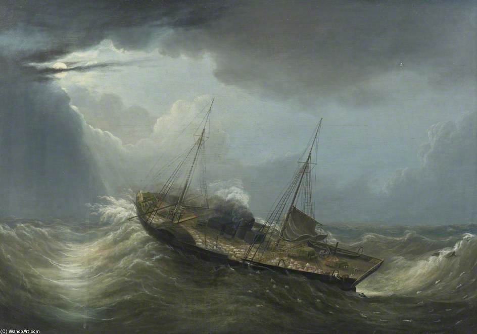 Wikioo.org - สารานุกรมวิจิตรศิลป์ - จิตรกรรม Joseph Heard - The Packet Boat 'cumberland' - A Storm On The Firth
