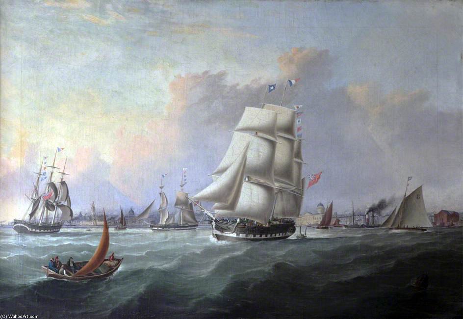 Wikioo.org - สารานุกรมวิจิตรศิลป์ - จิตรกรรม Joseph Heard - The Port Of Liverpool - In The Foreground The Ship 'john Campbell', Owner Isaac Bold